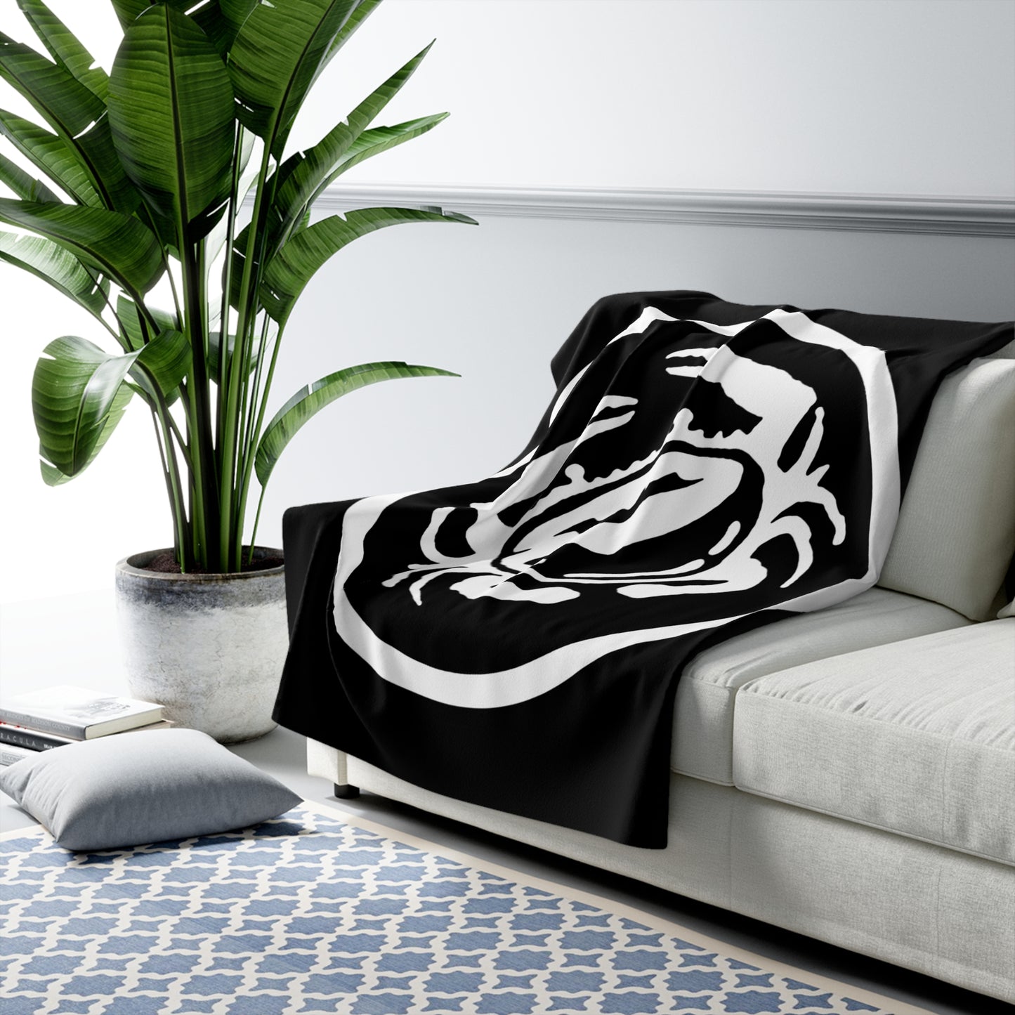 Zeke's Coffee Crab Bean Logo Sherpa Fleece Blanket