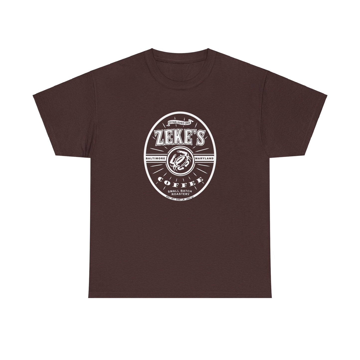 Zeke's Coffee White Logo Cotton Tee