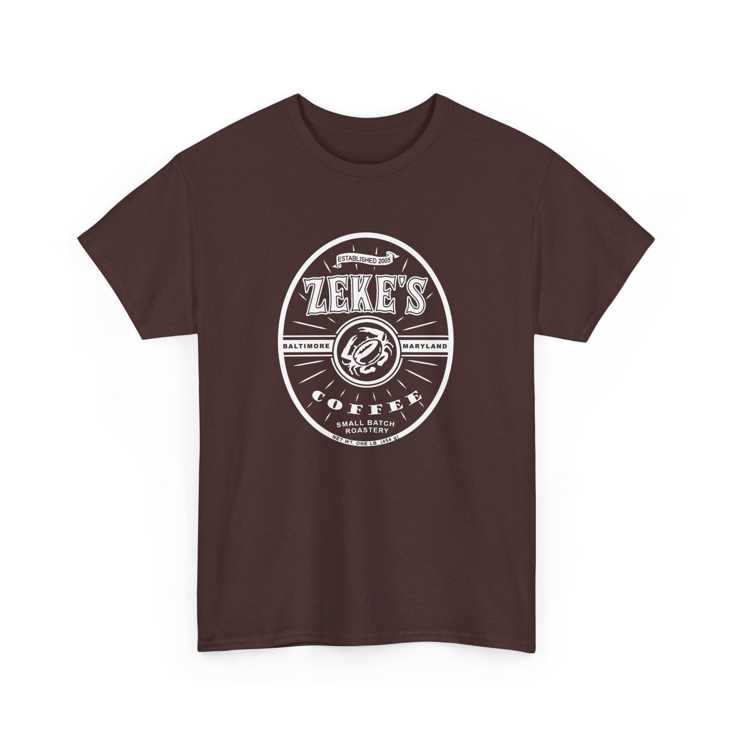 Zeke's Coffee White Logo Cotton Tee
