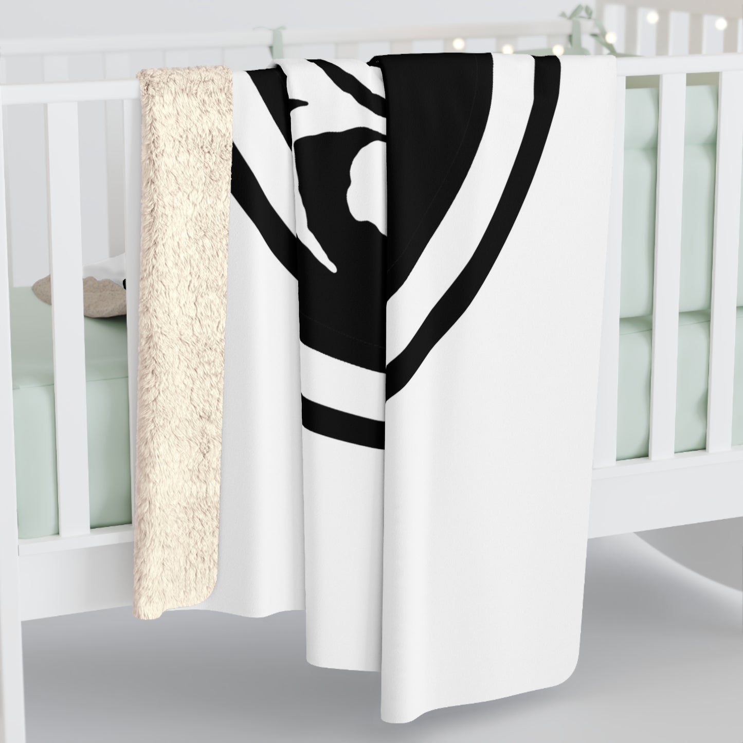 Zeke's Coffee Crab Bean Logo White Sherpa Fleece Blanket