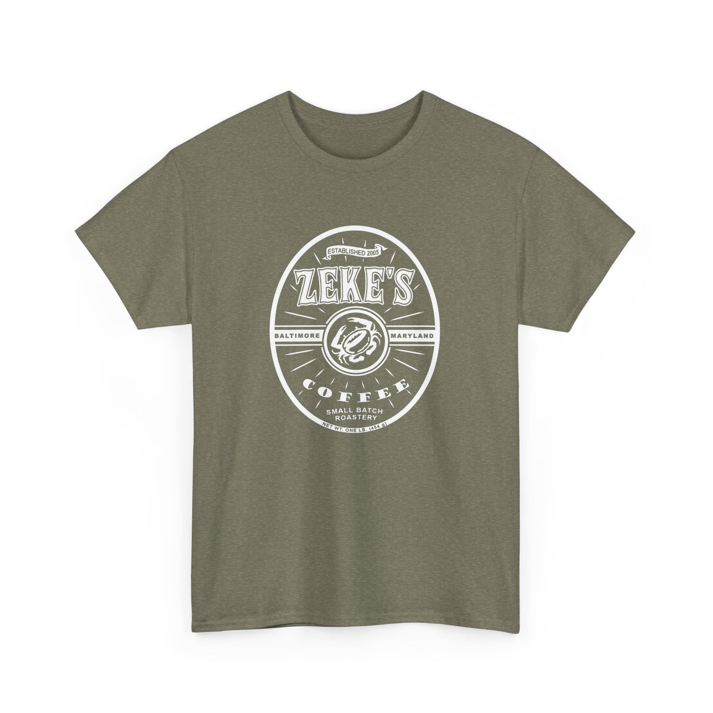 Zeke's Coffee White Logo Cotton Tee