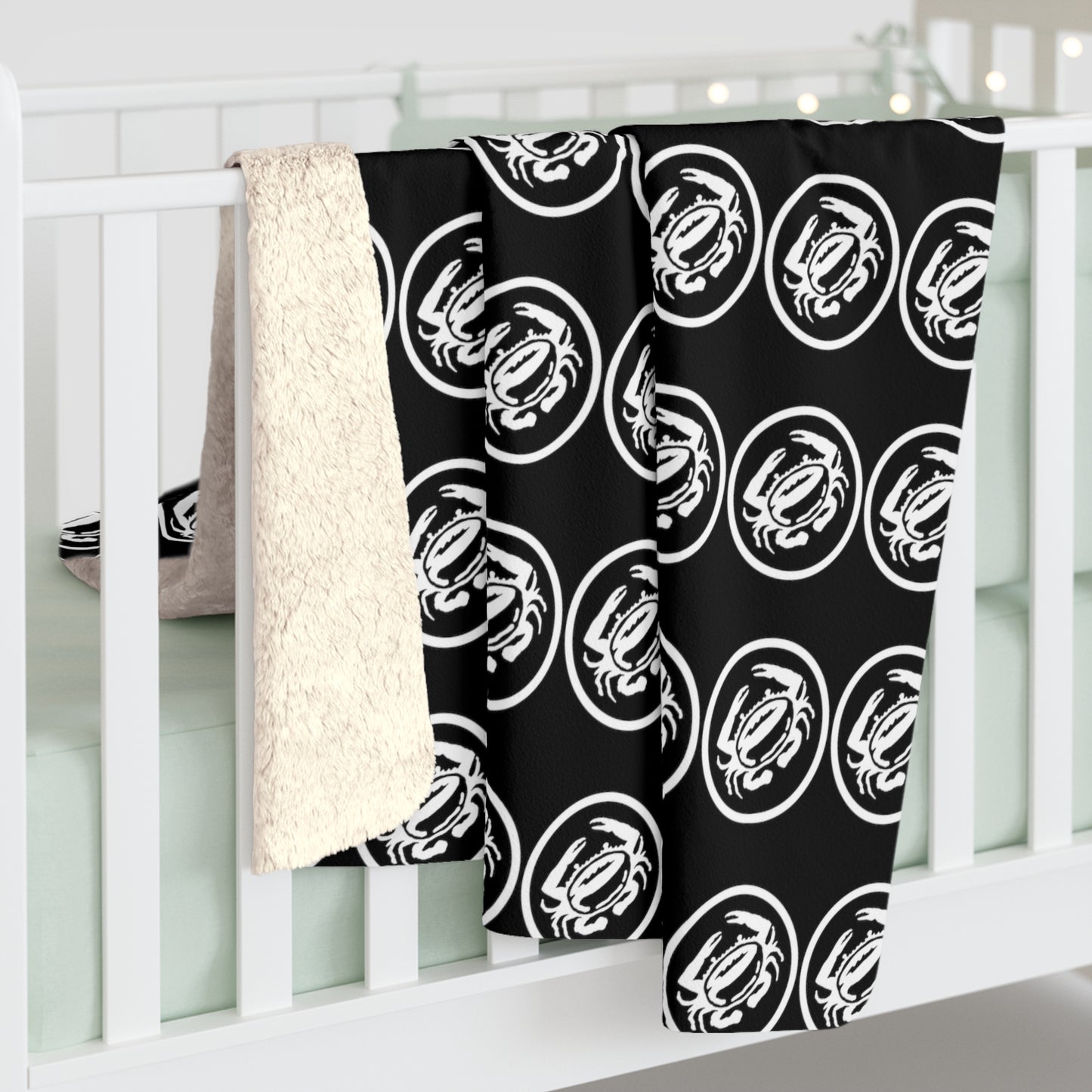 Zeke's Coffee Crab Bean Pattern Sherpa Fleece Blanket