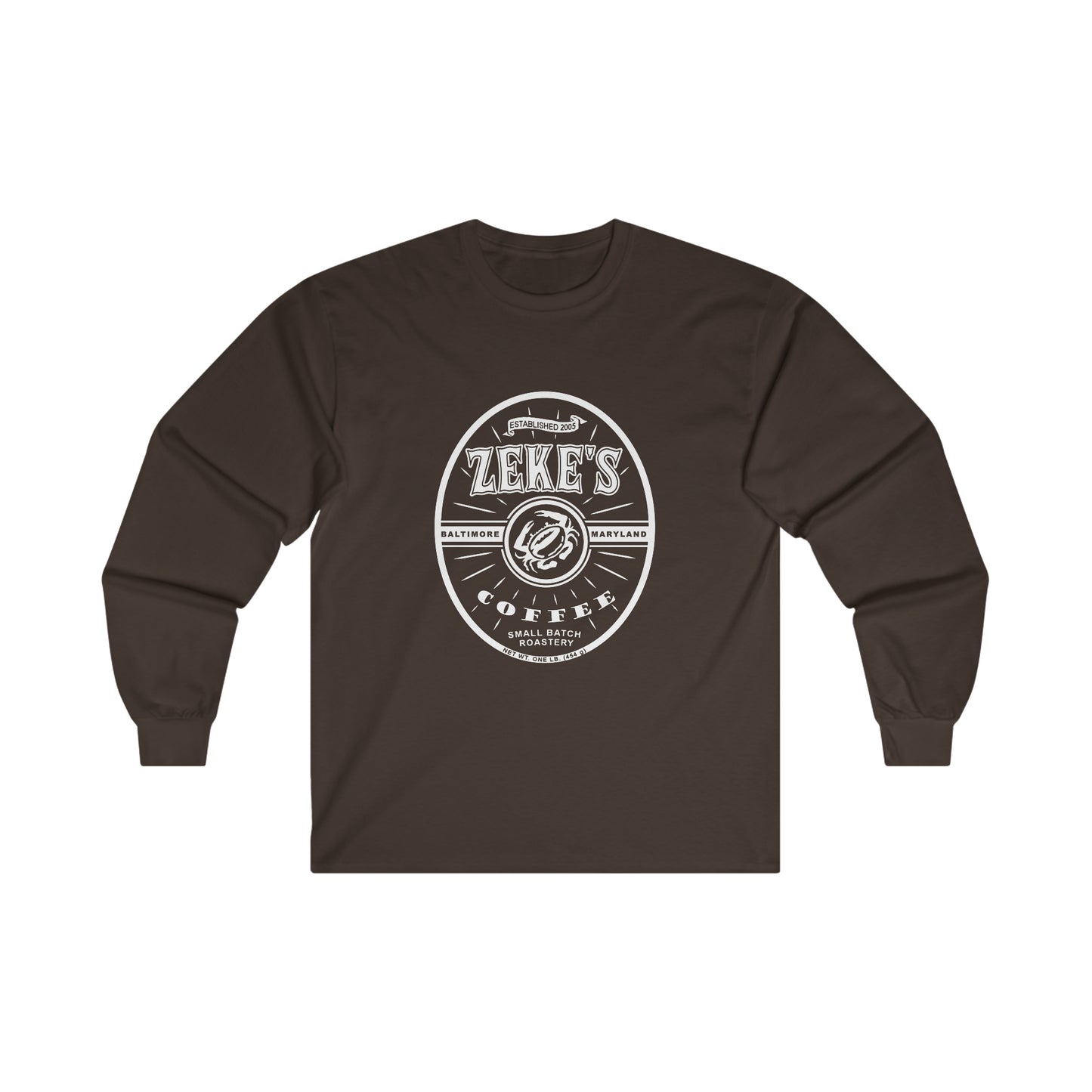 Zeke's Coffee White Logo Long Sleeve Tee