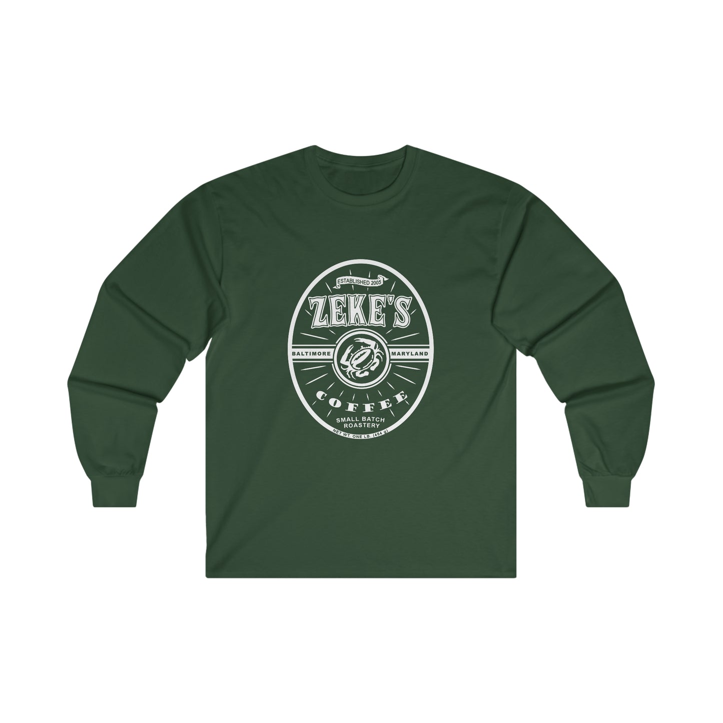 Zeke's Coffee White Logo Long Sleeve Tee