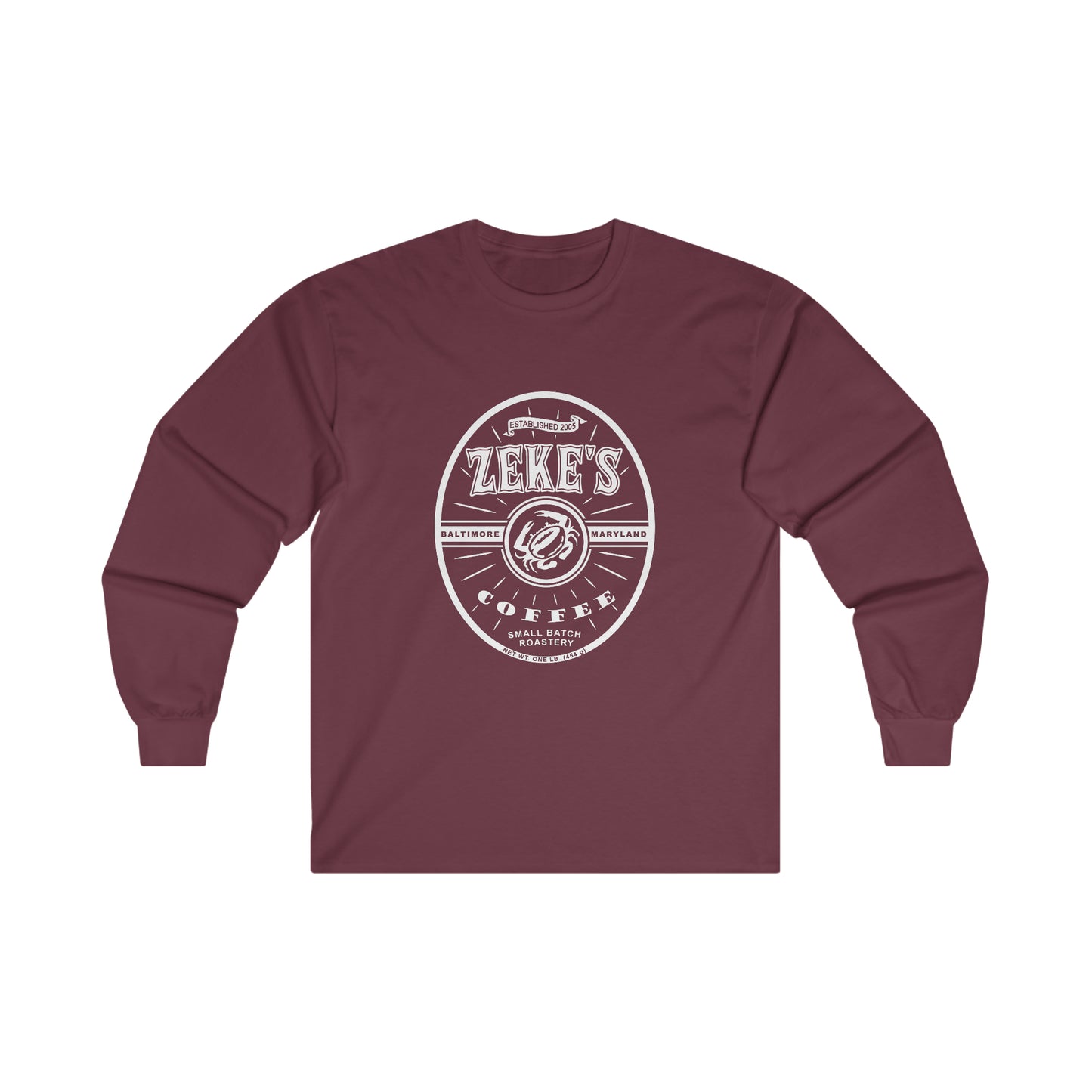 Zeke's Coffee White Logo Long Sleeve Tee