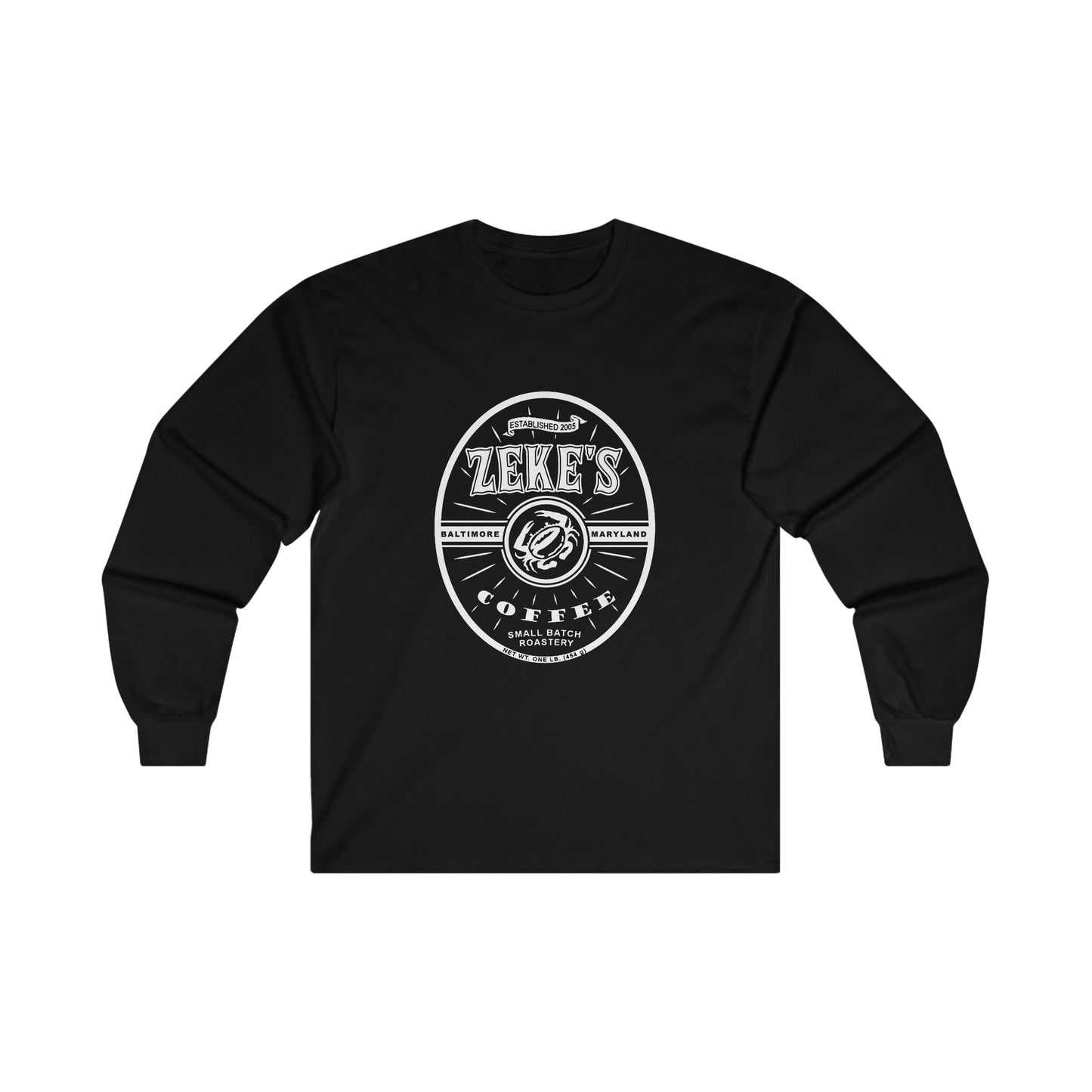 Zeke's Coffee White Logo Long Sleeve Tee