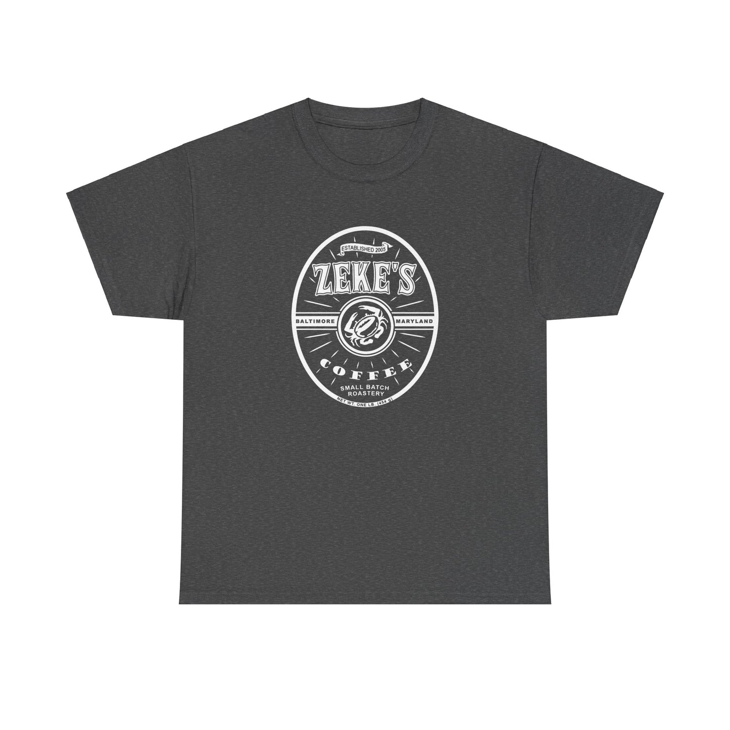 Zeke's Coffee White Logo Cotton Tee
