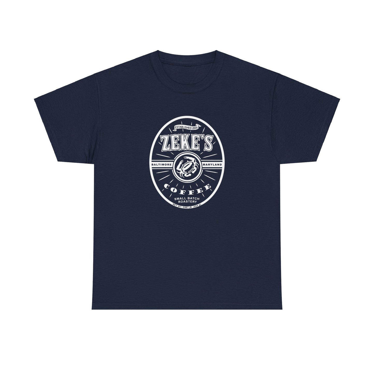Zeke's Coffee White Logo Cotton Tee