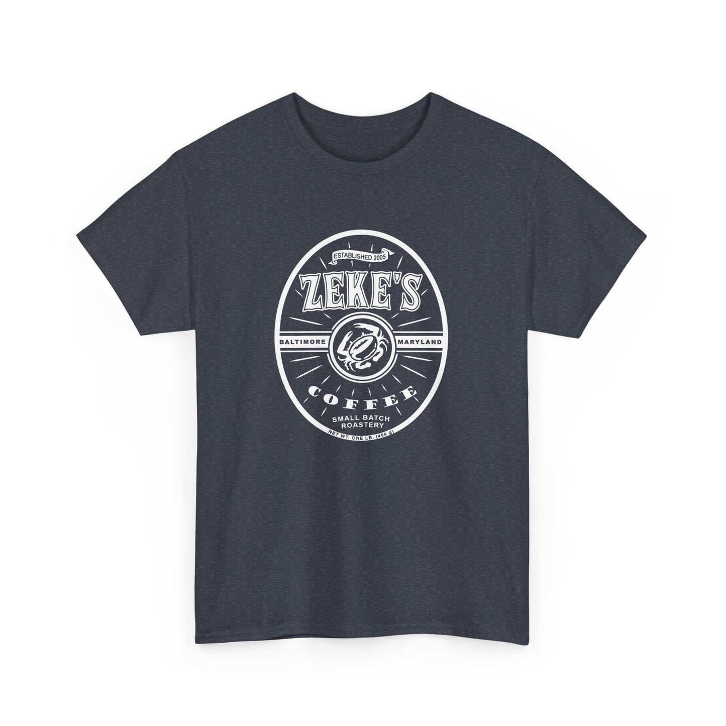Zeke's Coffee White Logo Cotton Tee