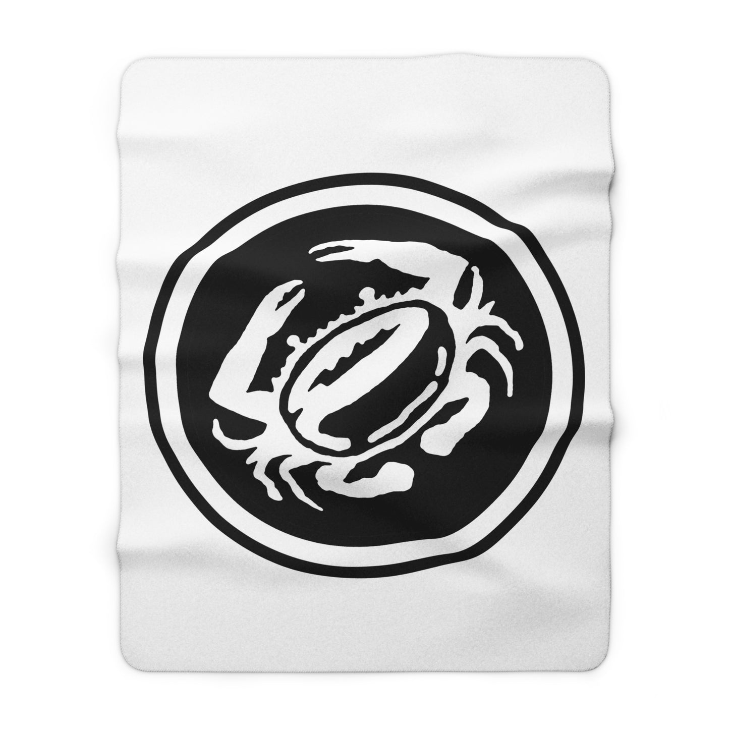 Zeke's Coffee Crab Bean Logo White Sherpa Fleece Blanket