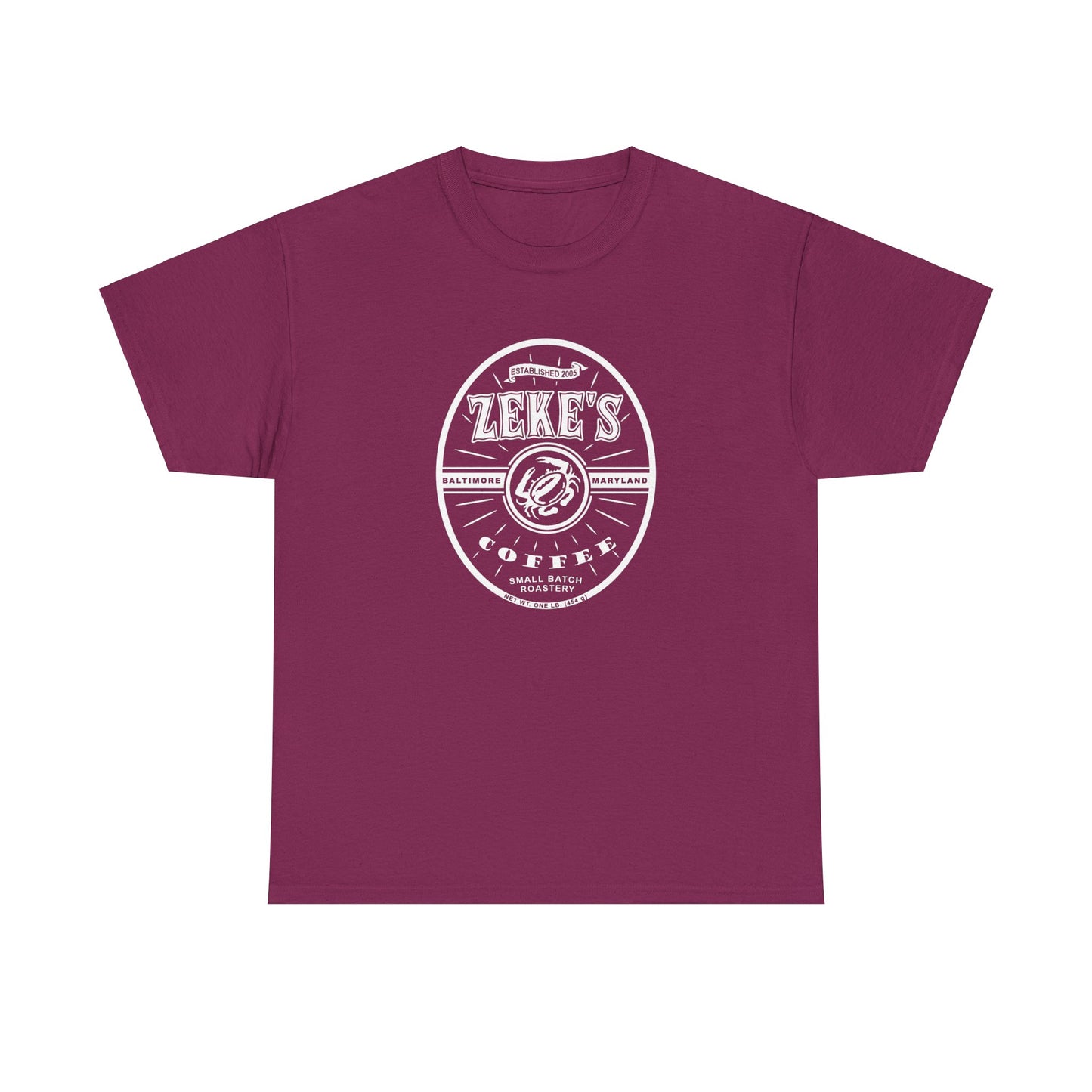 Zeke's Coffee White Logo Cotton Tee