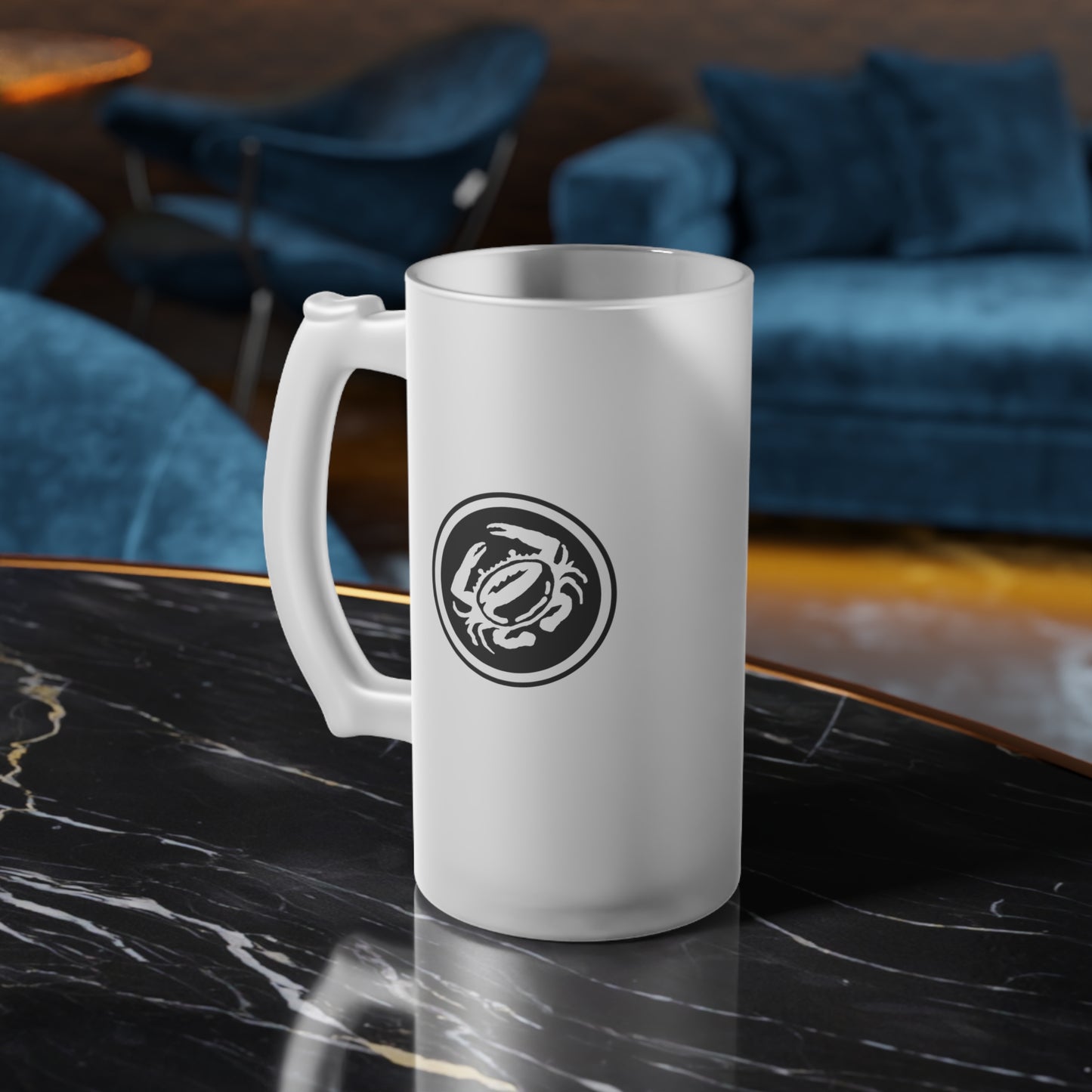 Zeke's Coffee Crab Bean Frosted Glass Beer Mug