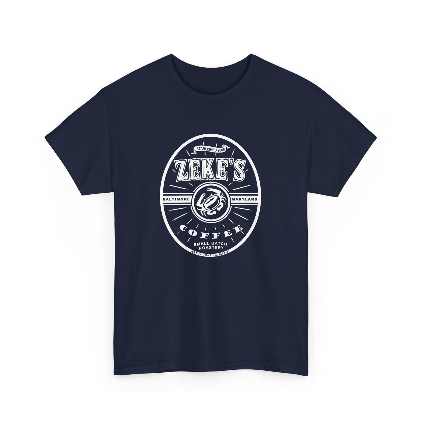 Zeke's Coffee White Logo Cotton Tee