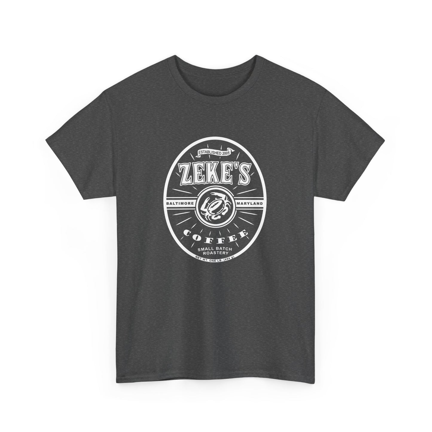 Zeke's Coffee White Logo Cotton Tee