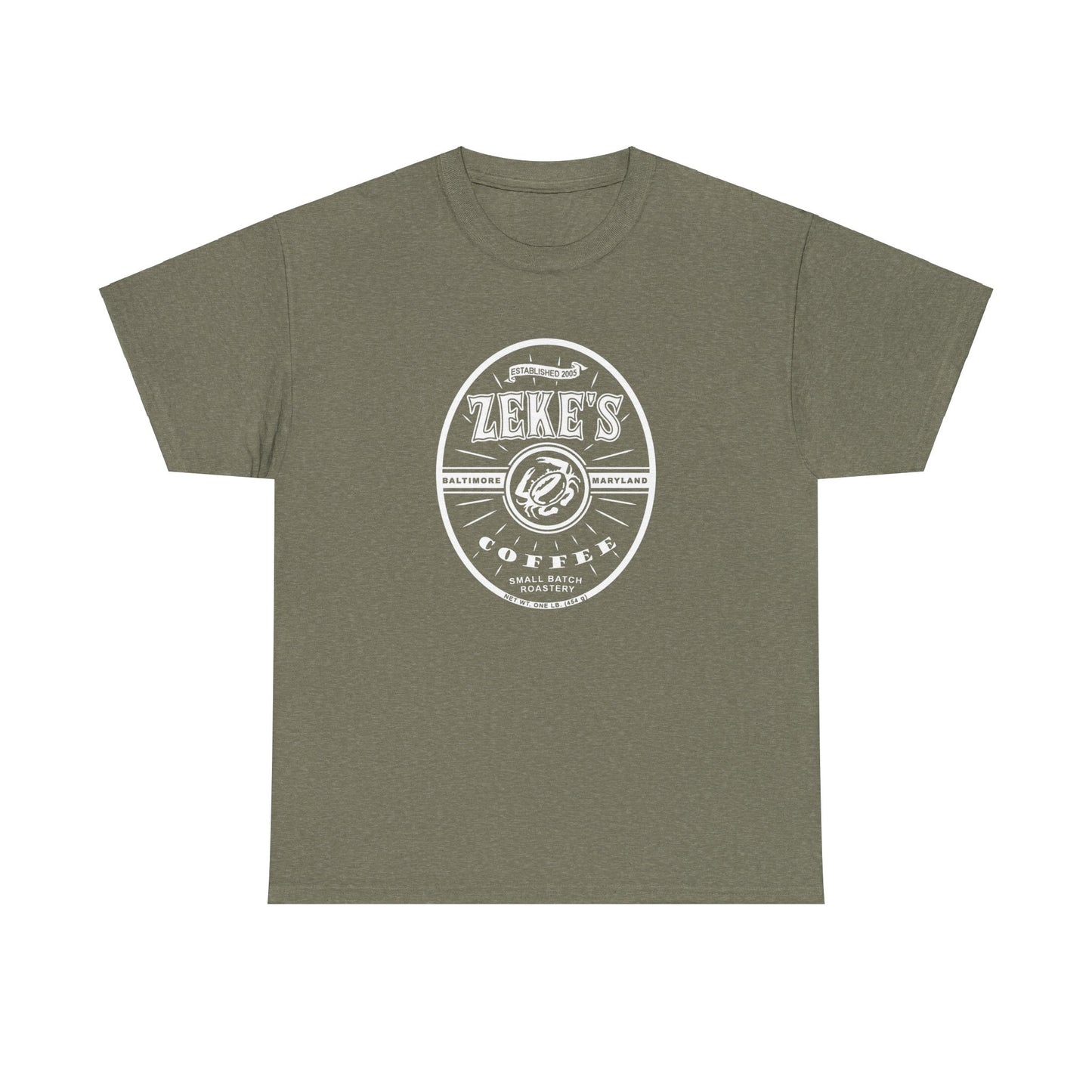 Zeke's Coffee White Logo Cotton Tee
