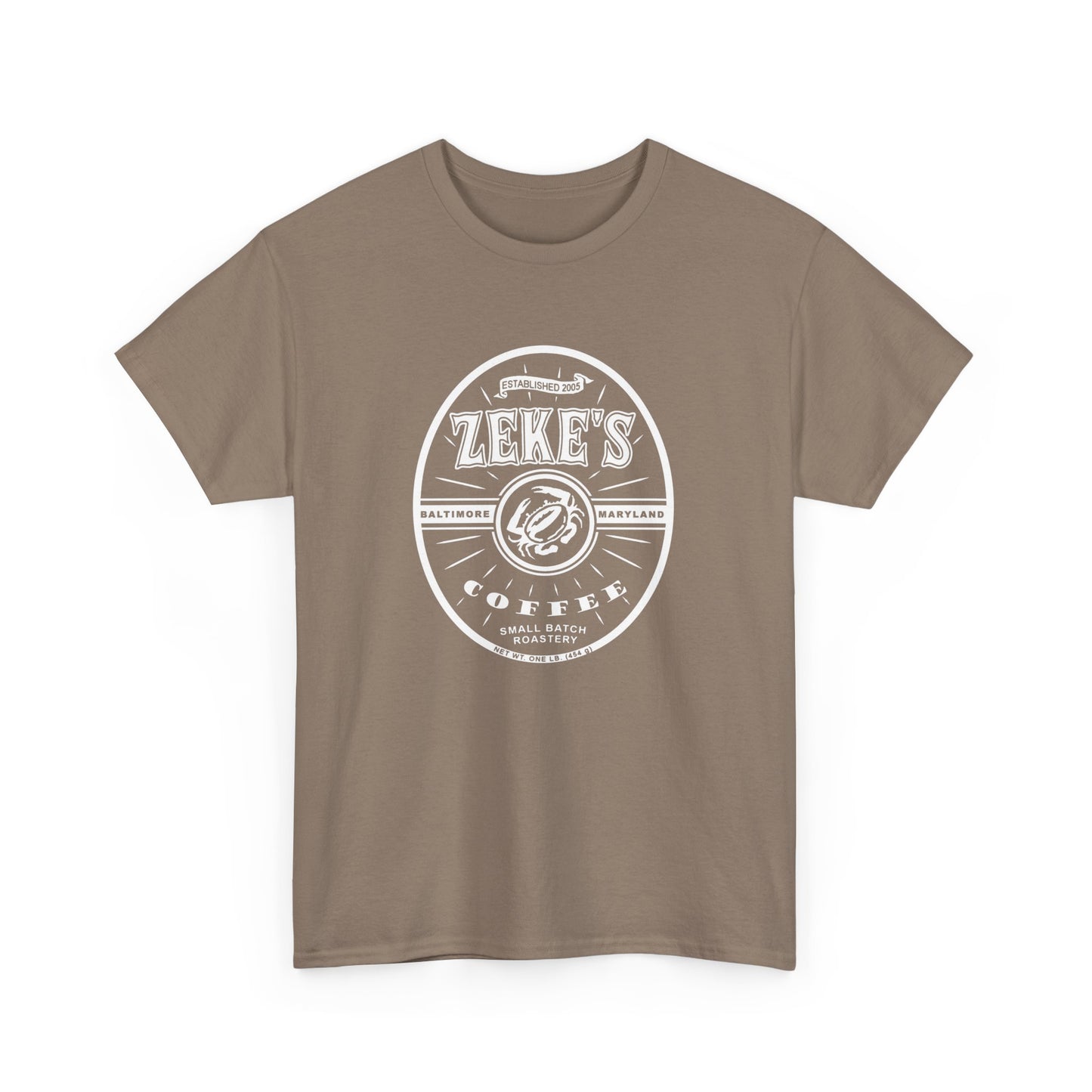 Zeke's Coffee White Logo Cotton Tee