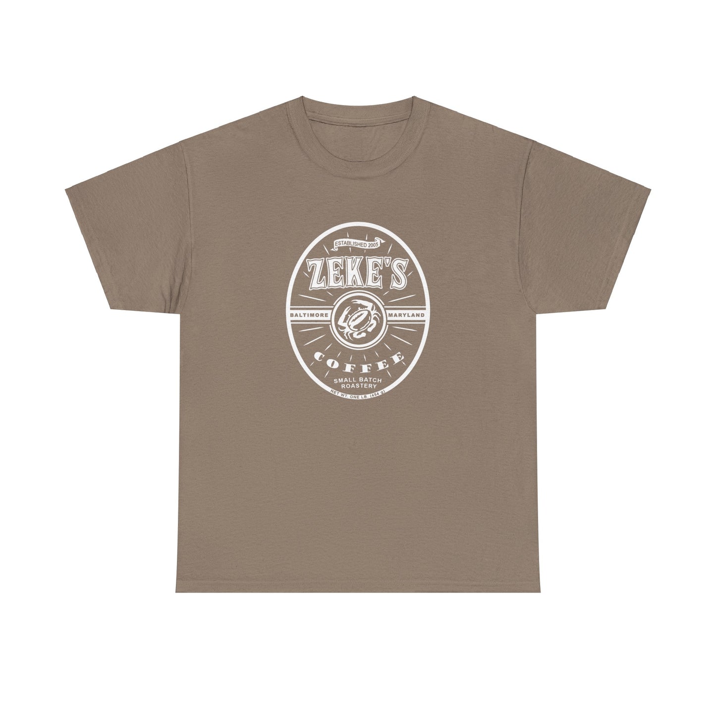 Zeke's Coffee White Logo Cotton Tee