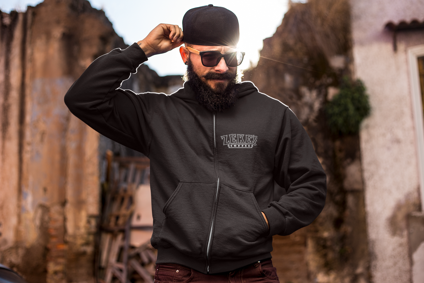 Zeke's Coffee Full Zip Hooded Sweatshirt