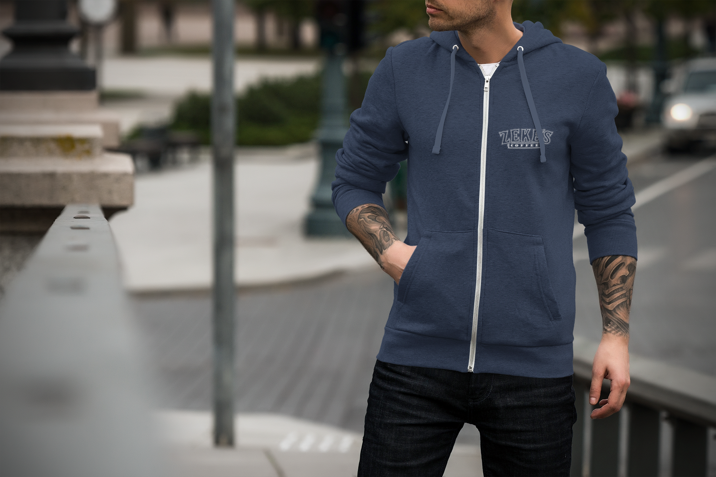 Zeke's Coffee Full Zip Hooded Sweatshirt