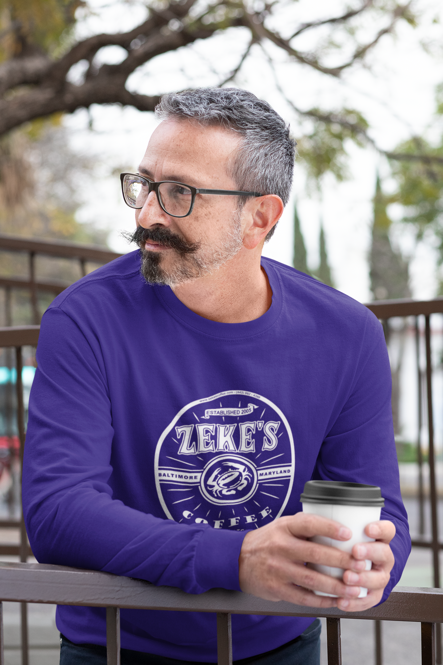 Zeke's Coffee White Logo Long Sleeve Tee