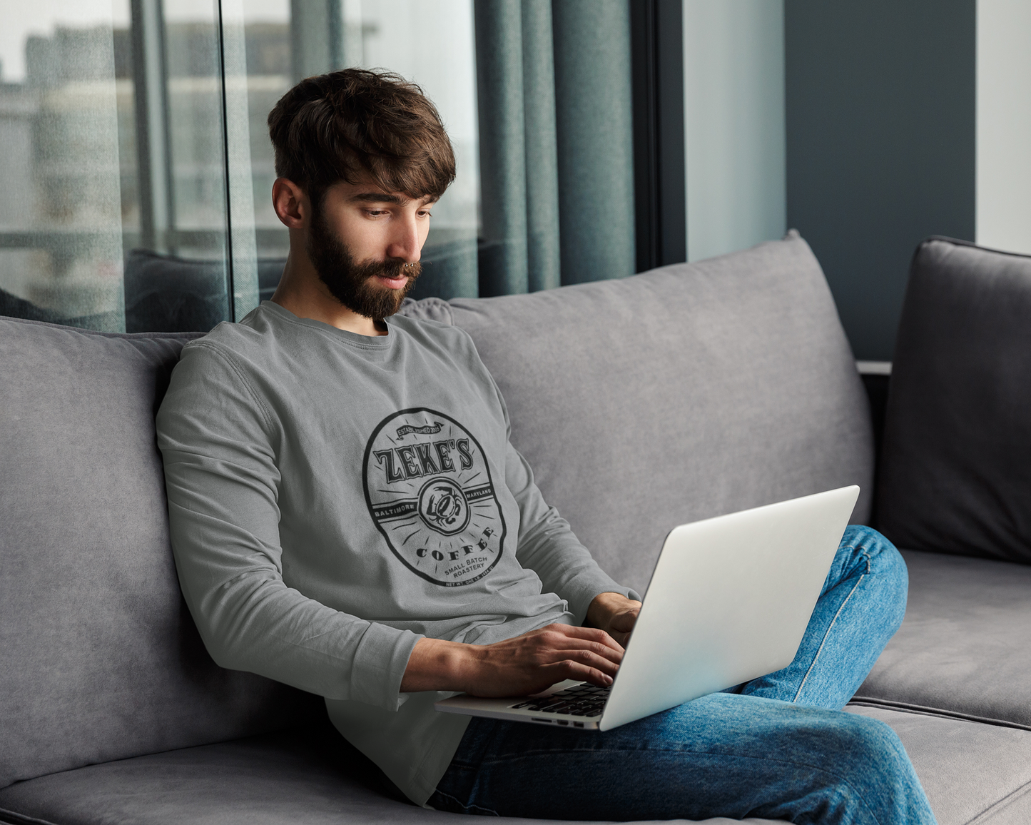 Zeke's Coffee Black Logo Long Sleeve Tee