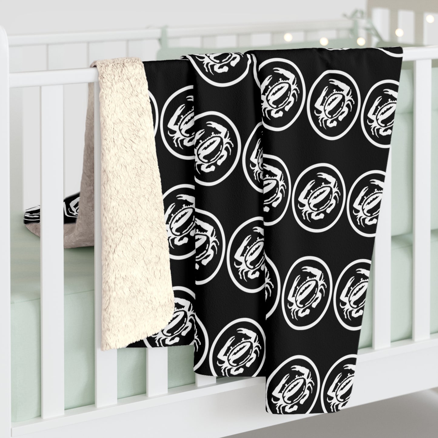 Zeke's Coffee Crab Bean Pattern Sherpa Fleece Blanket
