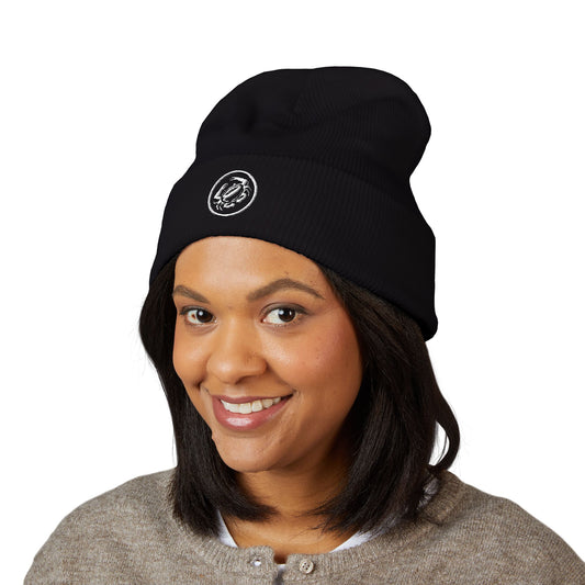 Classic Cuffed Beanie (Embroidery) Zeke's Coffee Crab Bean Logo